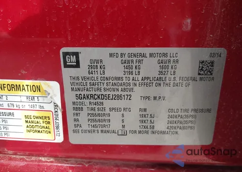 2014 Buick Enclave Premium z USA, uszkodzony, nr VIN 5GAKRCKD5EJ286172